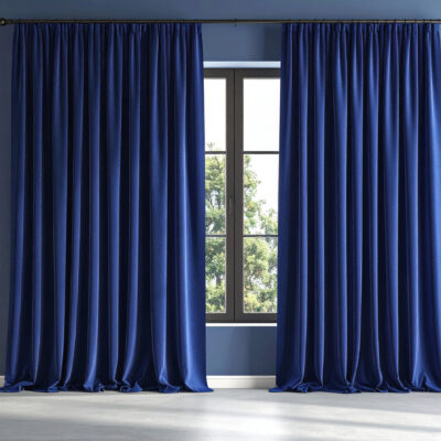 پرده کتان گارنت آبی نفتی